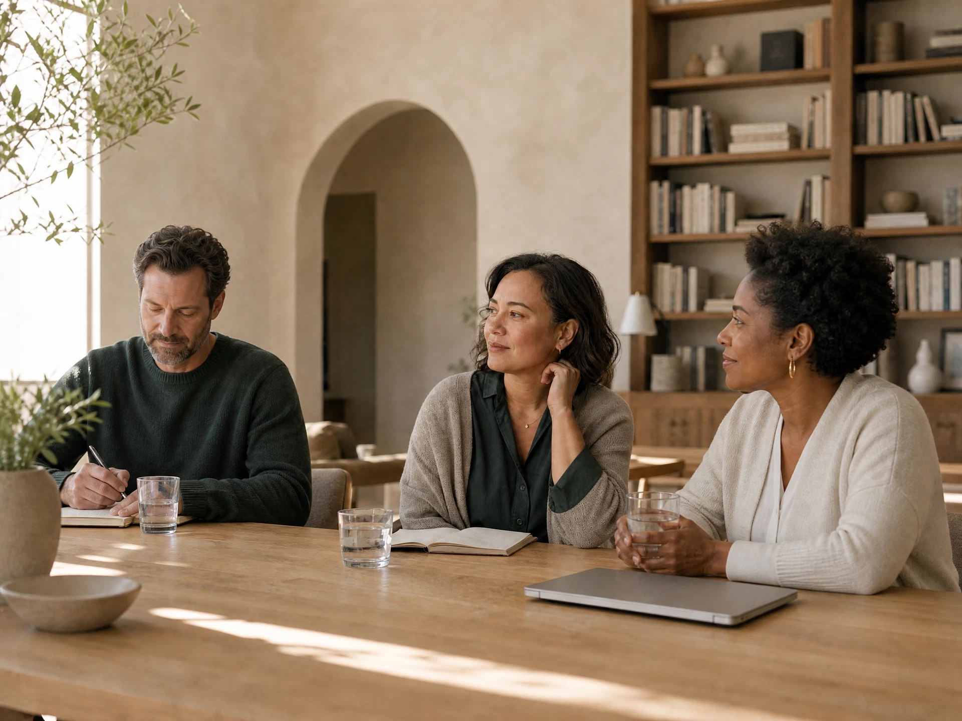 Adults in everyday settings representing different private telehealth needs