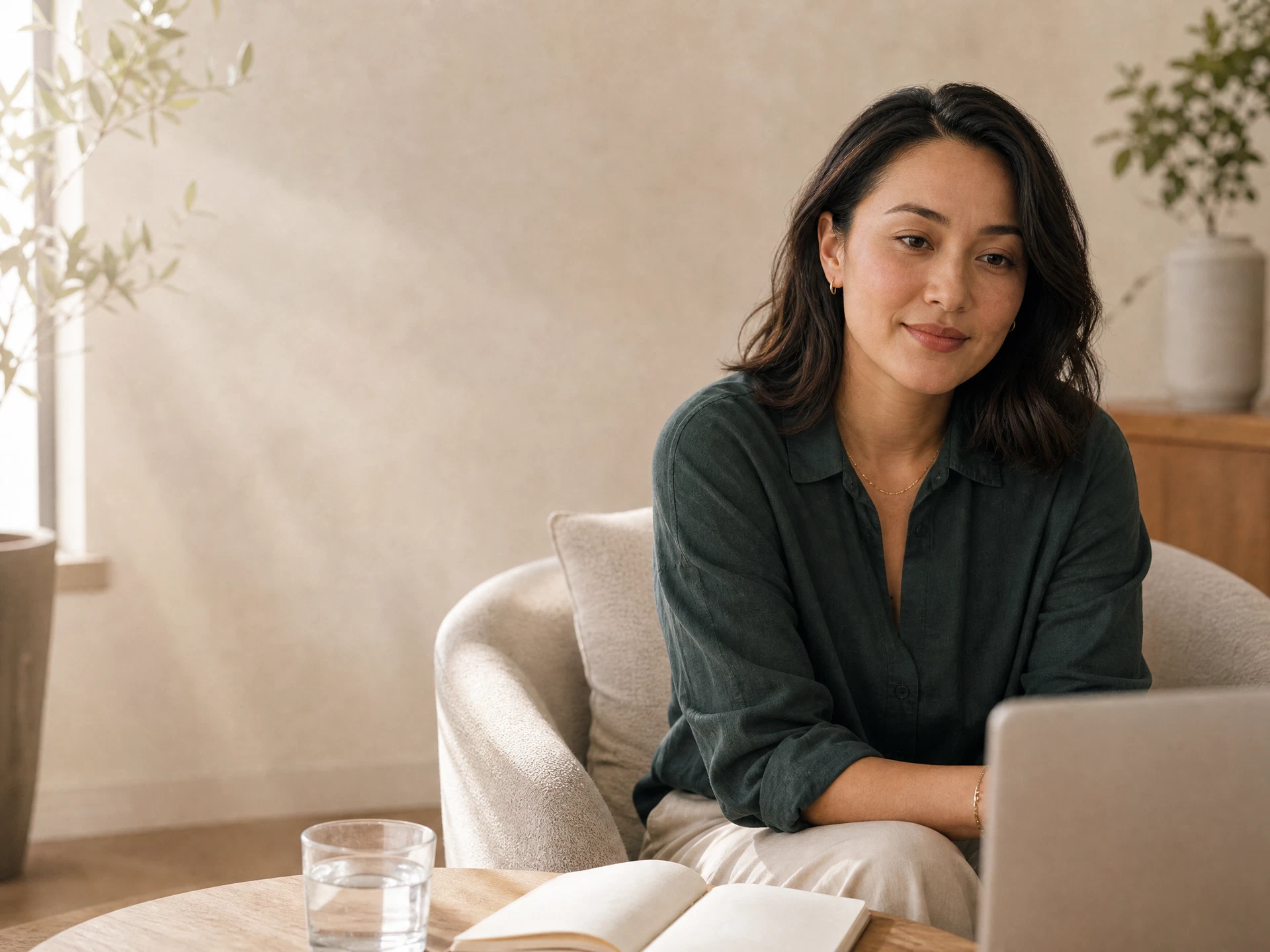 Adult speaking with a licensed mental-health provider during a private video visit